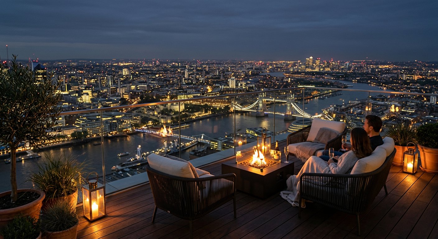 Penthouse terrace above the city