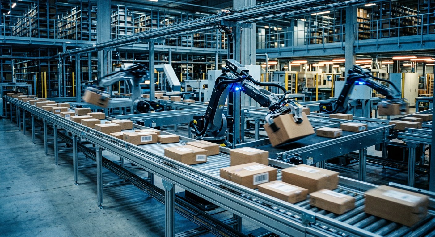 Robotic parcel sorting on a conveyor