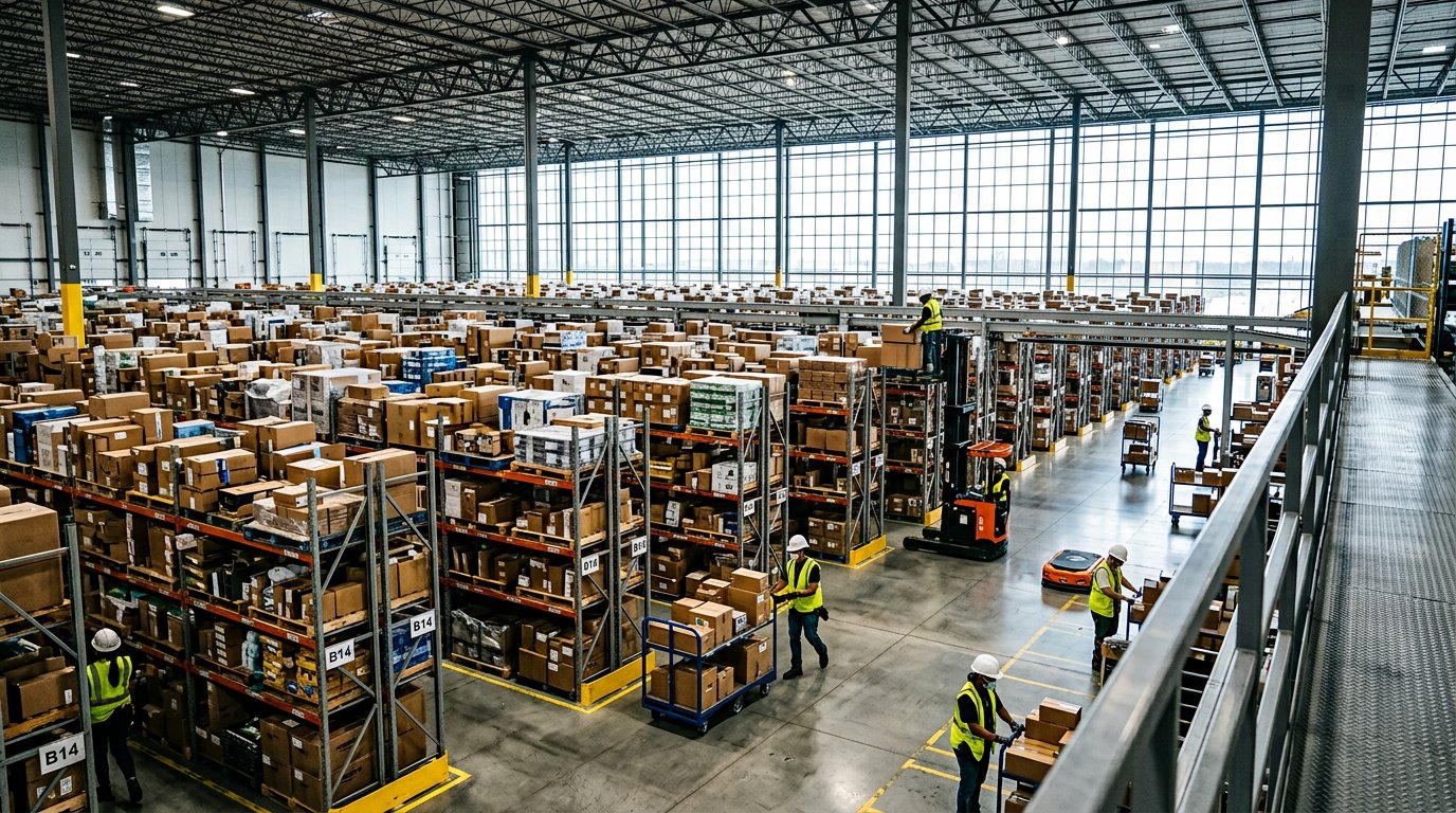 Interior of a large fulfillment centre