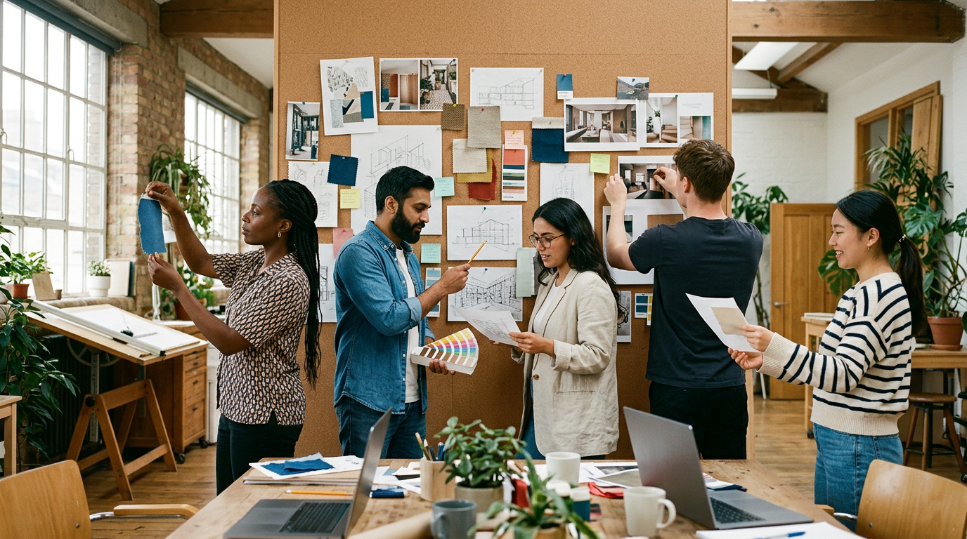 Creative team collaborating in a studio